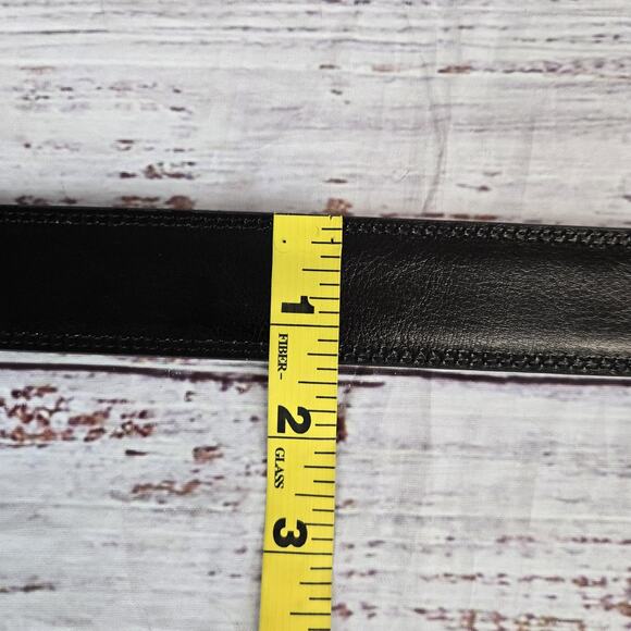 Genuine Leather Belt Mens Sz 36 Brown Black Reversible Dress Silver Buckle Basic - Picture 5 of 6
